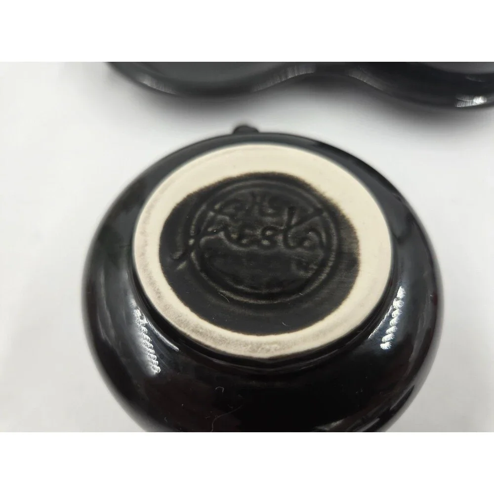 Fiesta Black Cream & Sugar Set Lid Tray Ceramic Fiestaware 4 Pieces